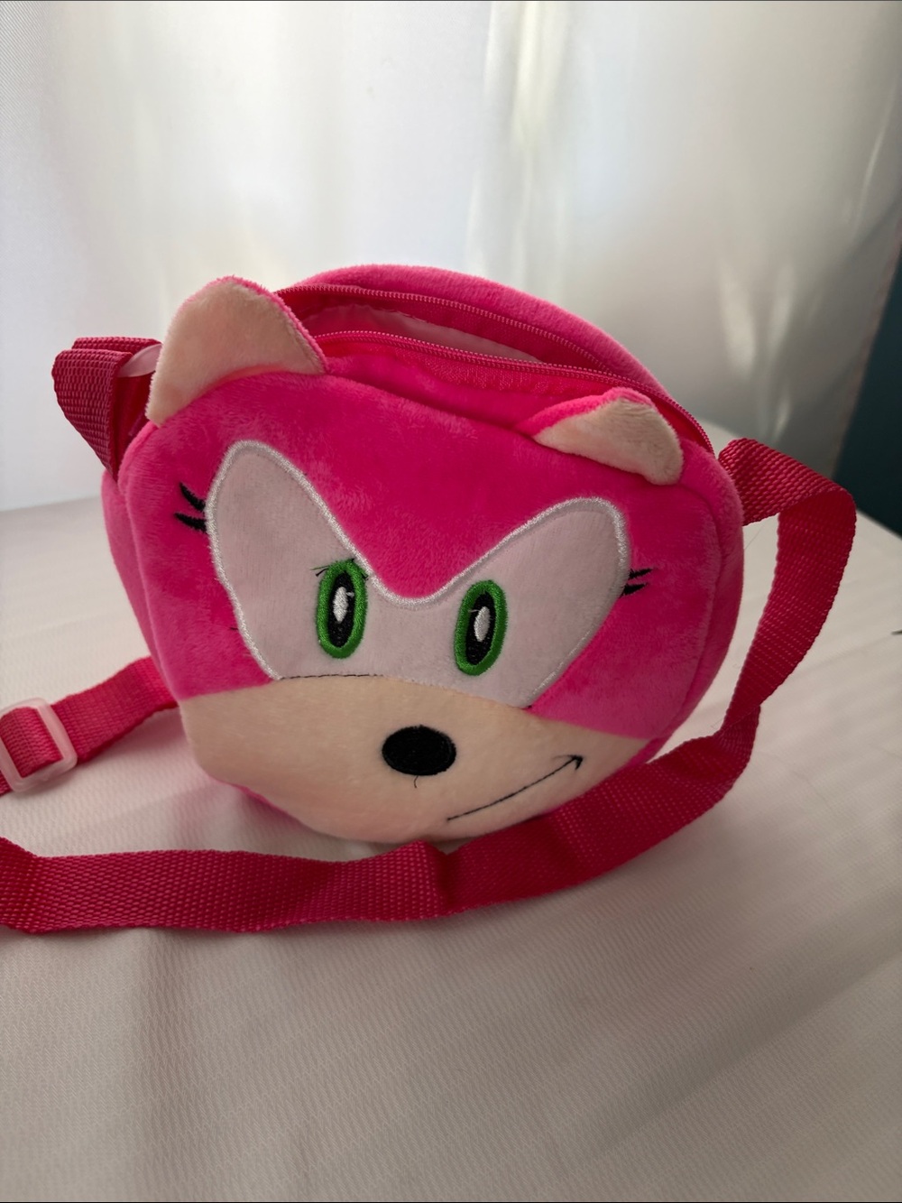 Pink Sonic Character Crossbody Bag
7” x 7” 15” strap